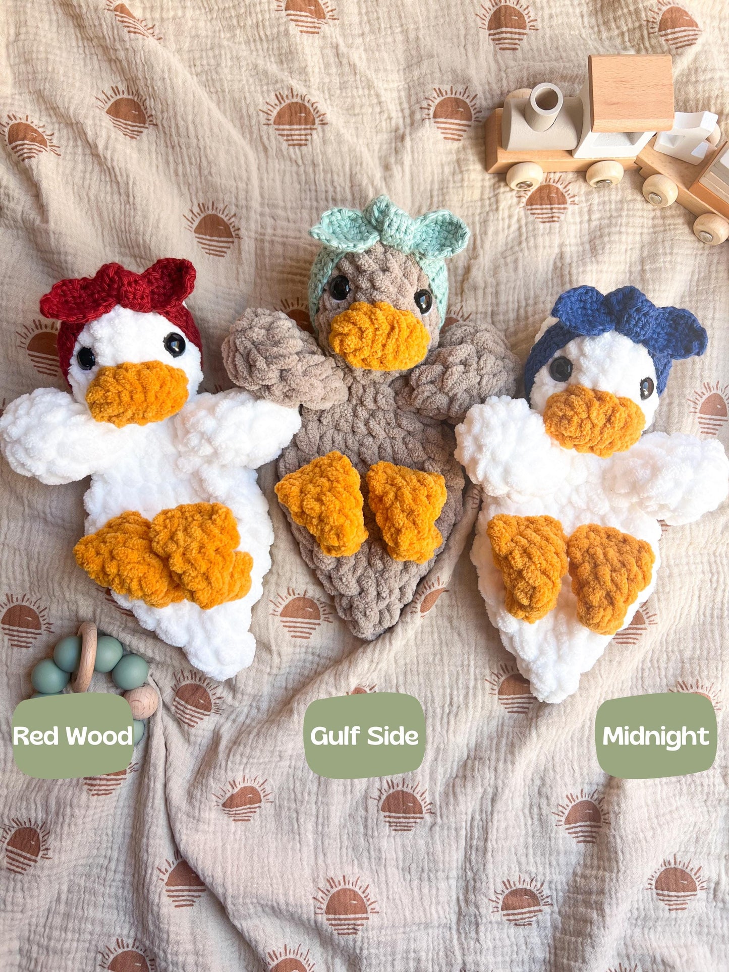 Handmade Crochet Duck Lovey – Soft Baby Snuggler & Security Blanket – Plush Gift for Baby Showers