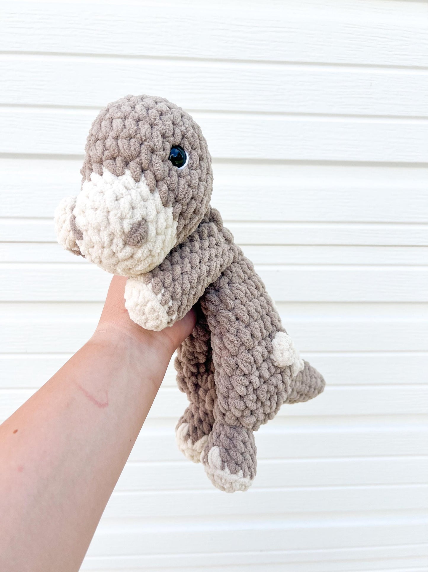 Dinosaur Lovey – Crochet Dino Snuggler – Soft Handmade Baby Gift