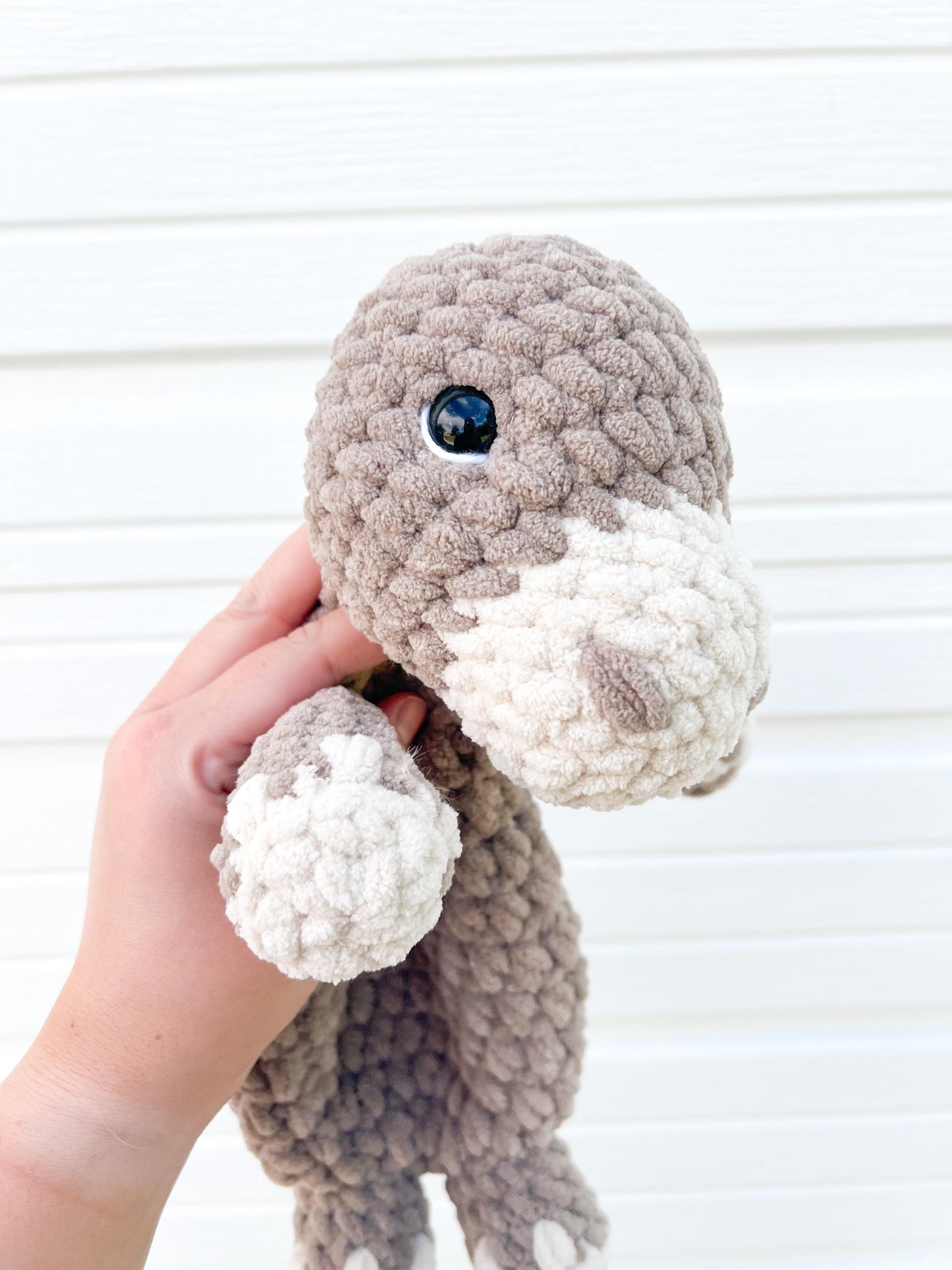 Dinosaur Lovey – Crochet Dino Snuggler – Soft Handmade Baby Gift