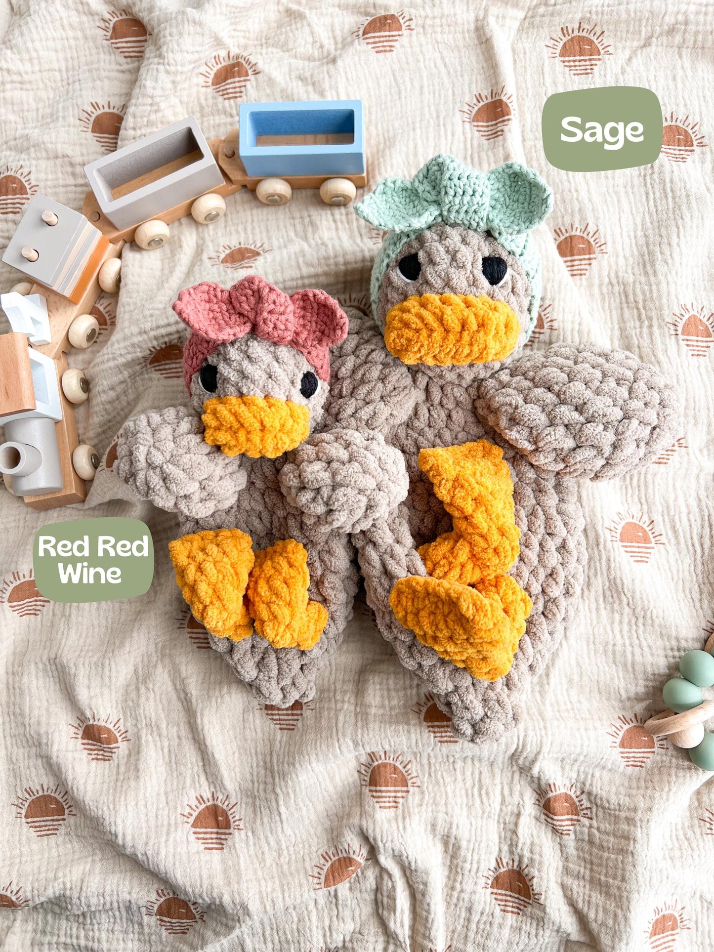 Handmade Crochet Duck Lovey – Soft Baby Snuggler & Security Blanket – Plush Gift for Baby Showers