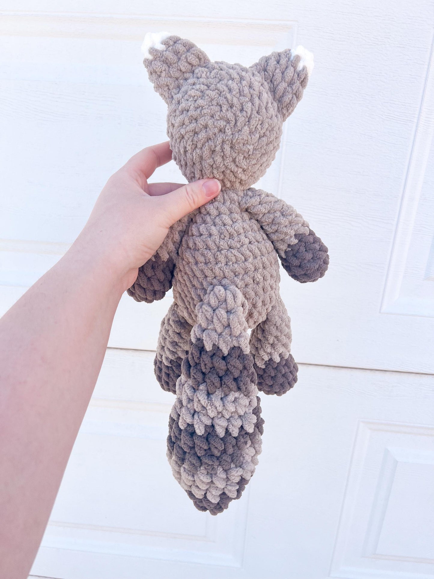 Handmade Crochet Raccoon Plushie – Soft Woodland Stuffed Animal – Baby Shower or Nursery Gift