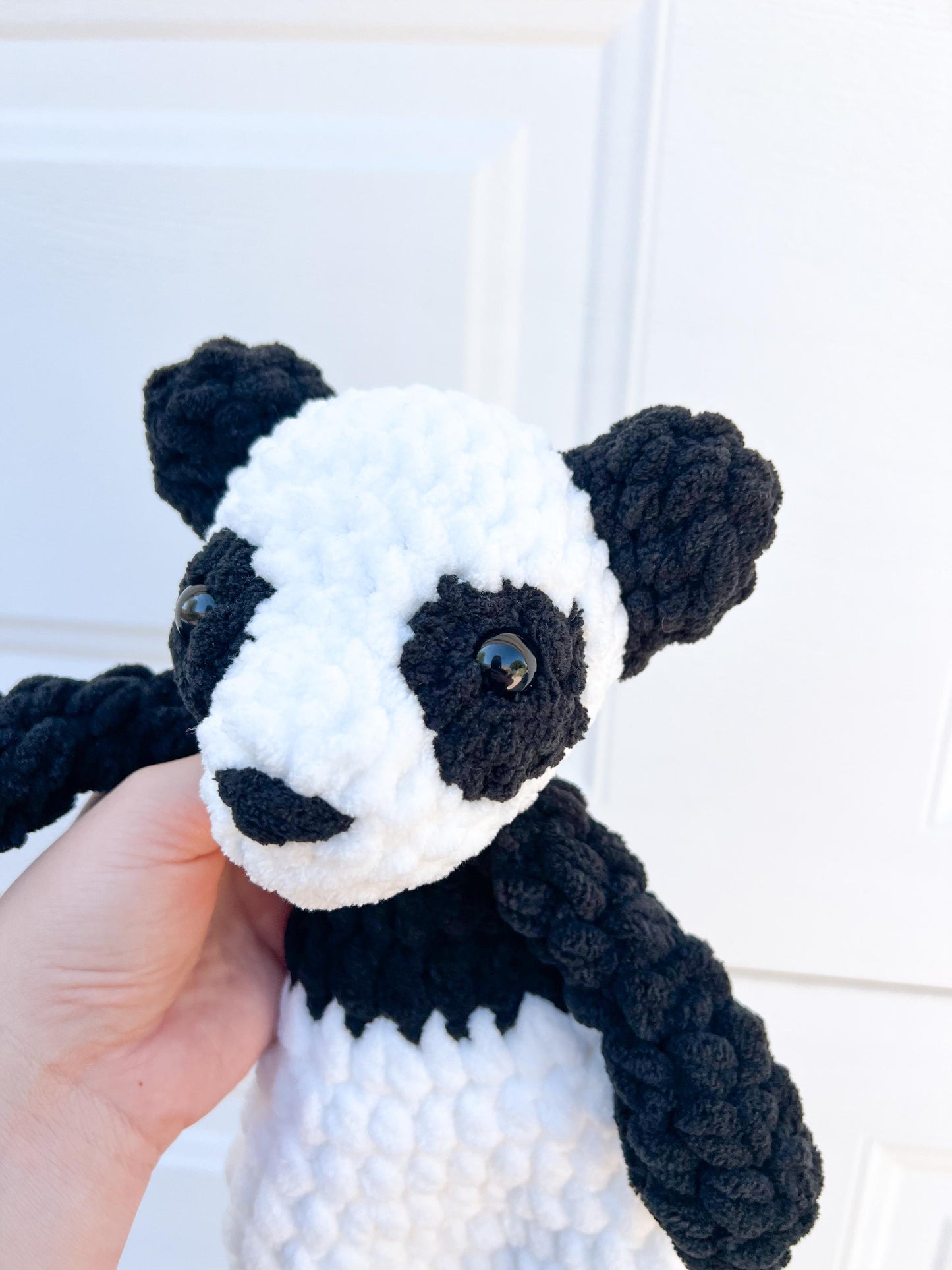 Panda Lovey – Handmade Crochet Snuggler Blanket – Soft Plush Panda Toy – Baby Shower Gift or Cuddly Nursery Decor