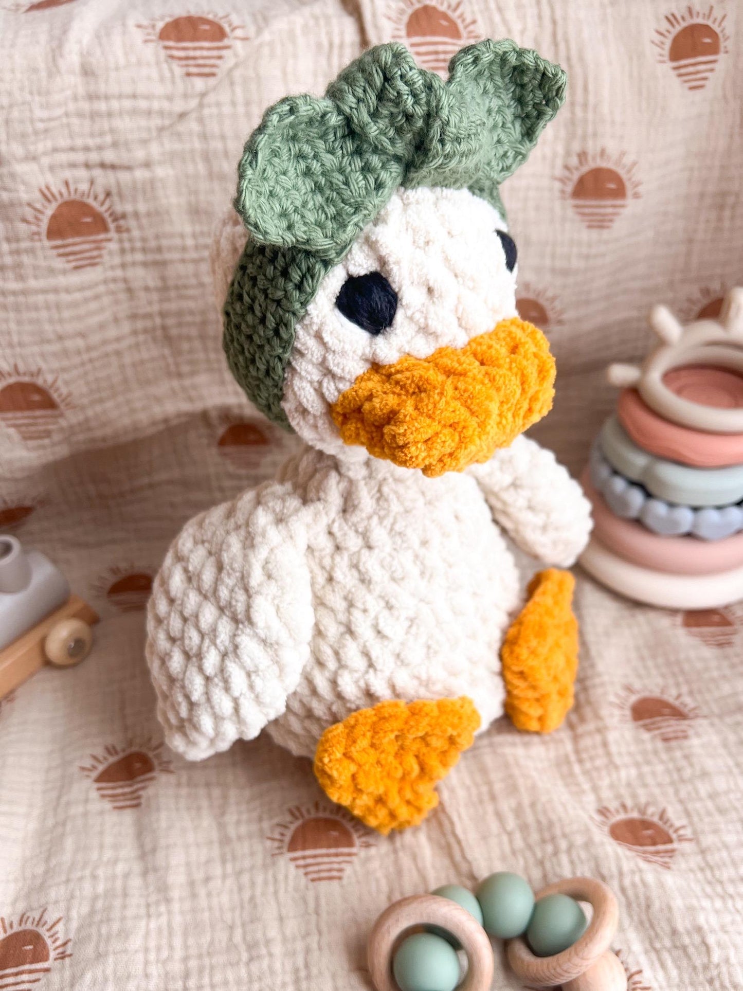 Duck Stuffed Animal โ Handmade Crochet Plush Toy โ Soft Amigurumi Duck โ Baby Shower or Easter Gift for Kids