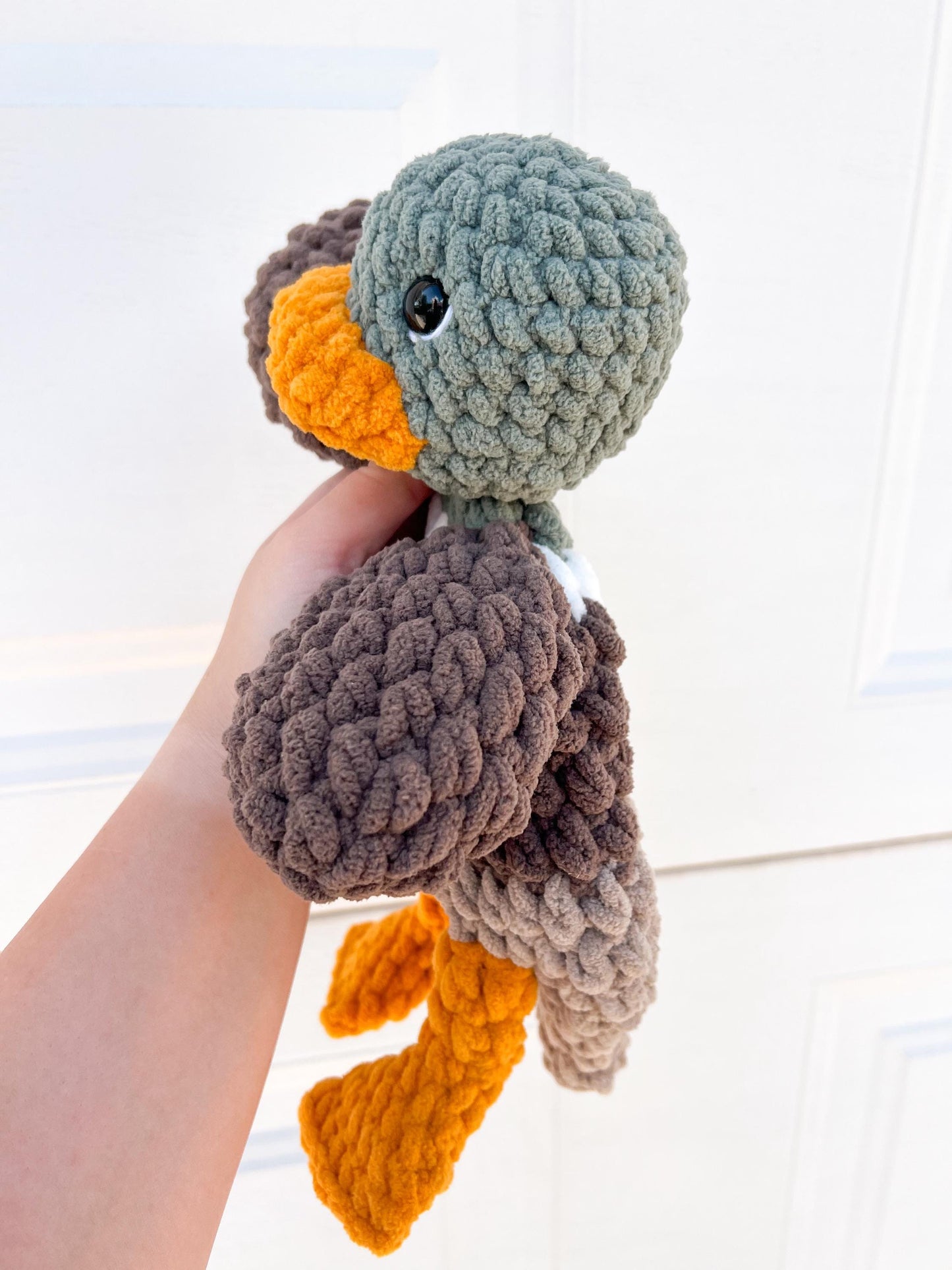 Handmade Mallard Duck Lovey – Crochet Baby Girl Snuggler & Soft Security Blanket – Baby Shower Gift