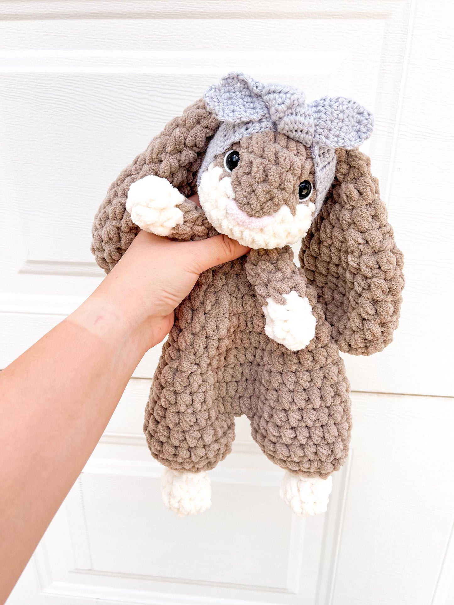 Handmade Crochet Bunny Lovey – Soft Baby Snuggler & Security Blanket – Easter or Baby Shower Gift