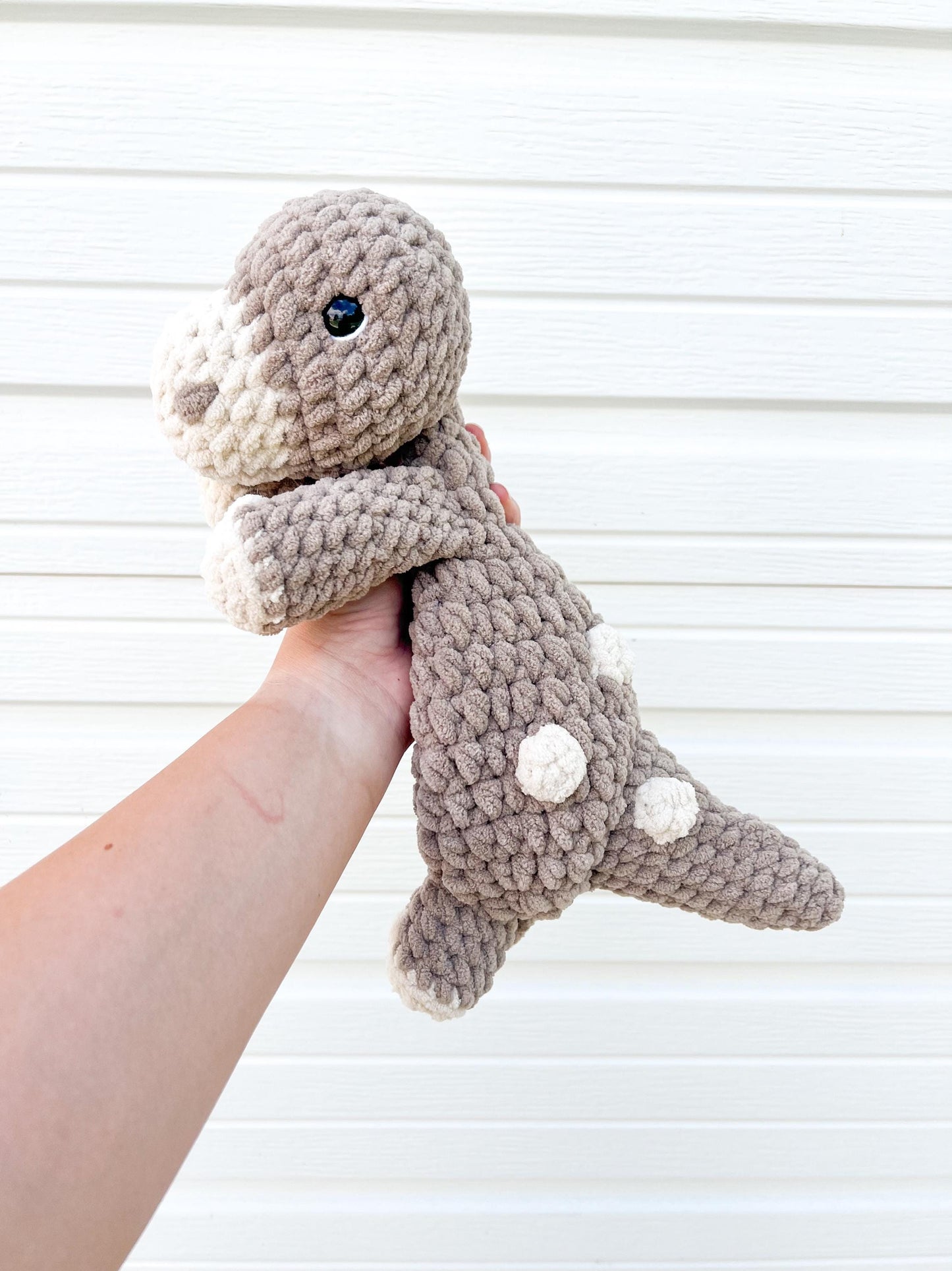 Dinosaur Lovey – Crochet Dino Snuggler – Soft Handmade Baby Gift