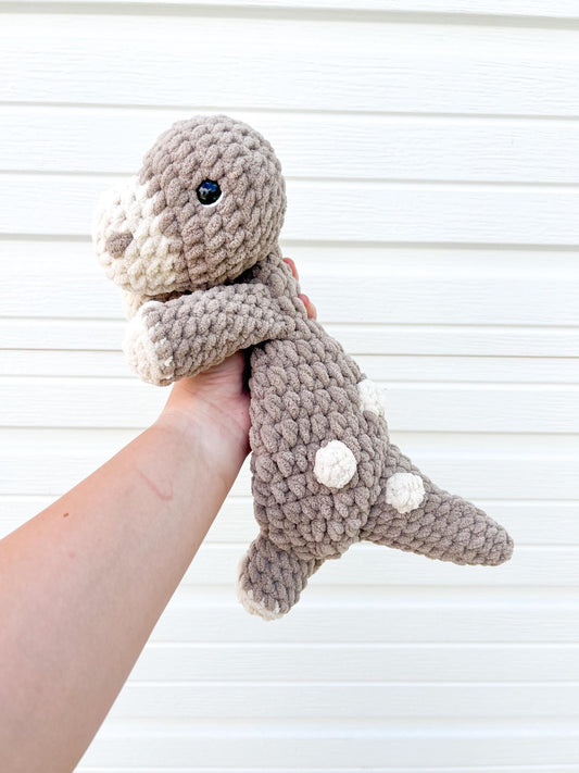 Dinosaur Lovey – Crochet Dino Snuggler – Soft Handmade Baby Gift