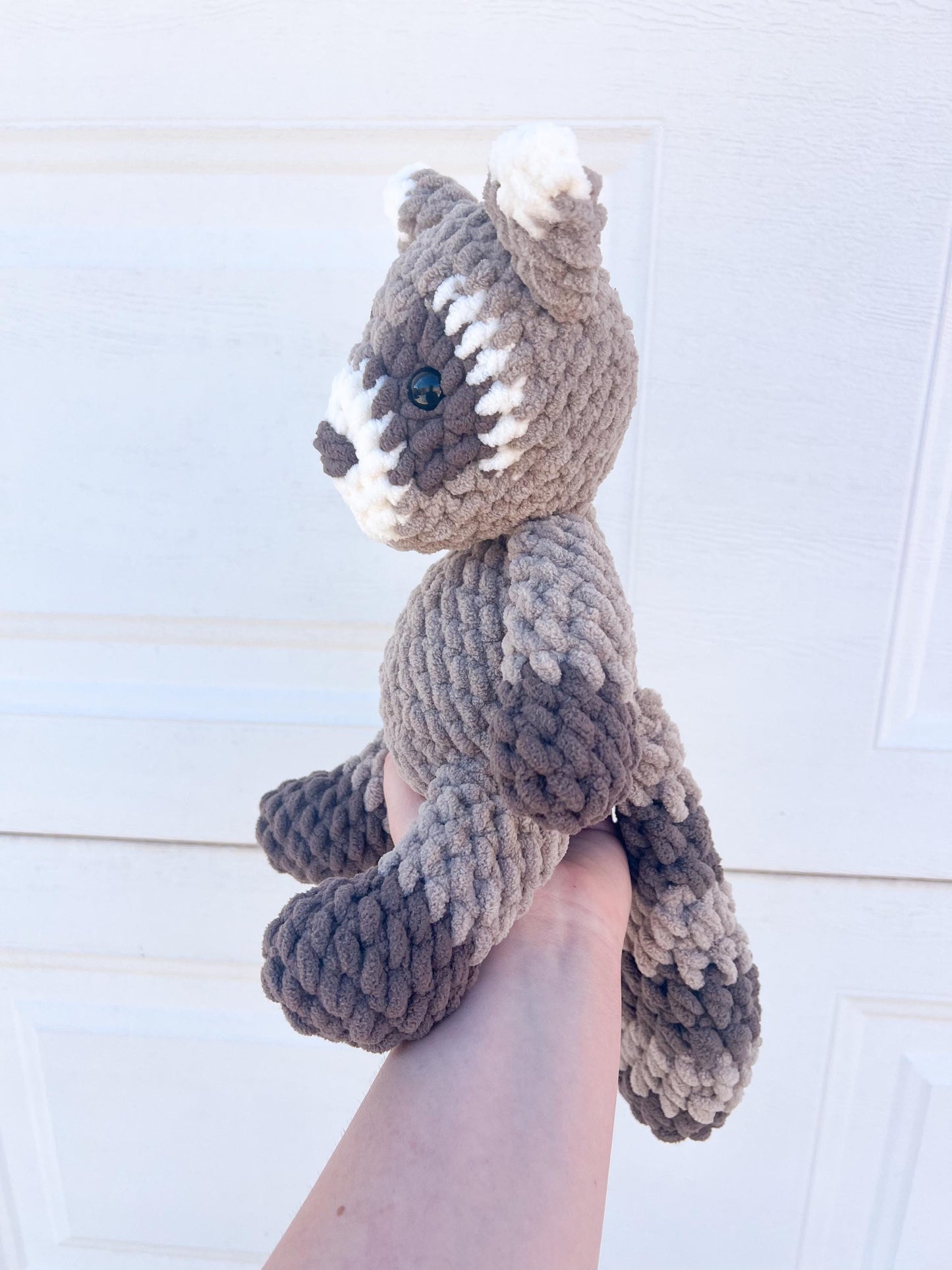 Handmade Crochet Raccoon Plushie – Soft Woodland Stuffed Animal – Baby Shower or Nursery Gift