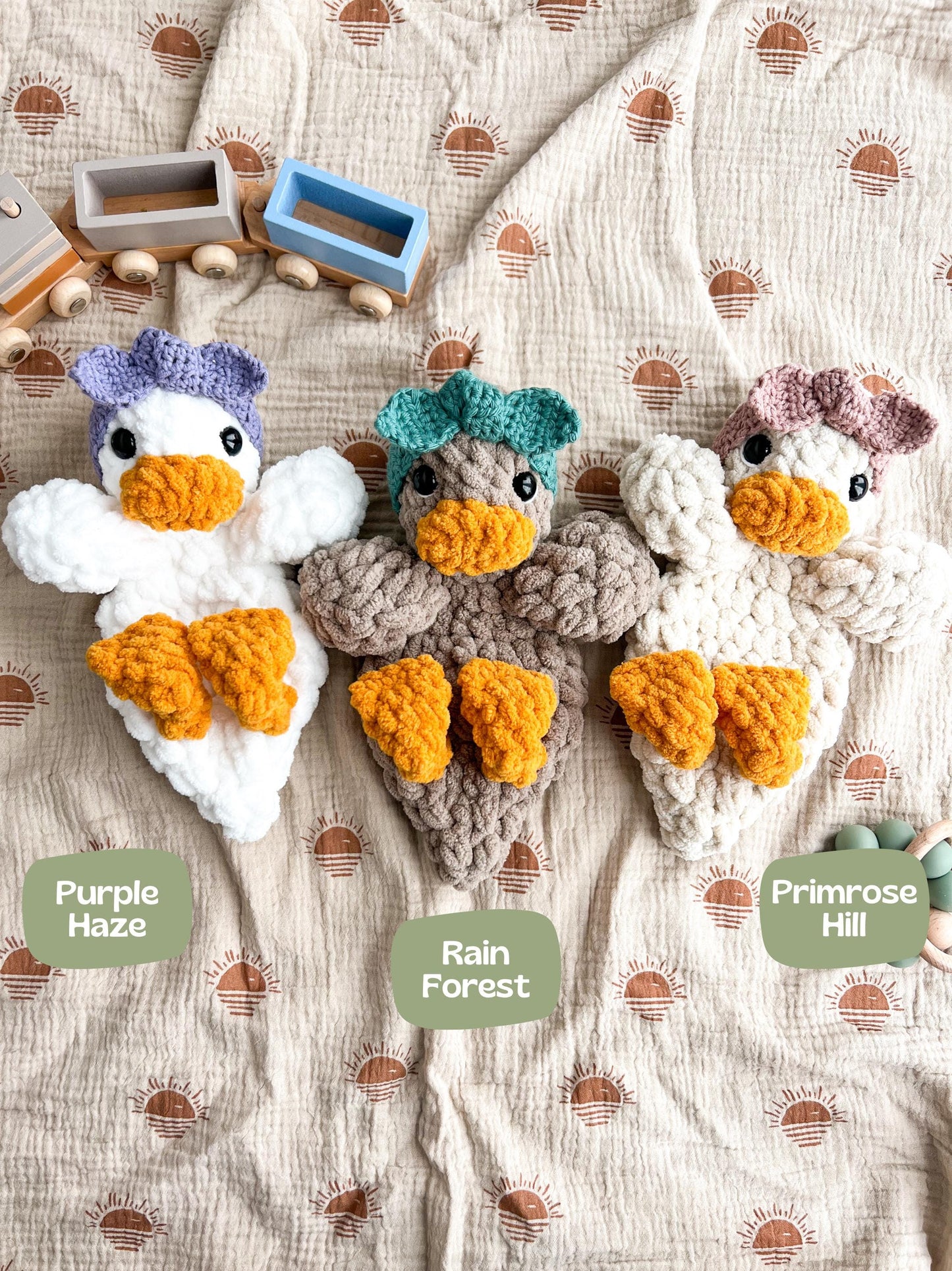 Handmade Crochet Duck Lovey – Soft Baby Snuggler & Security Blanket – Plush Gift for Baby Showers
