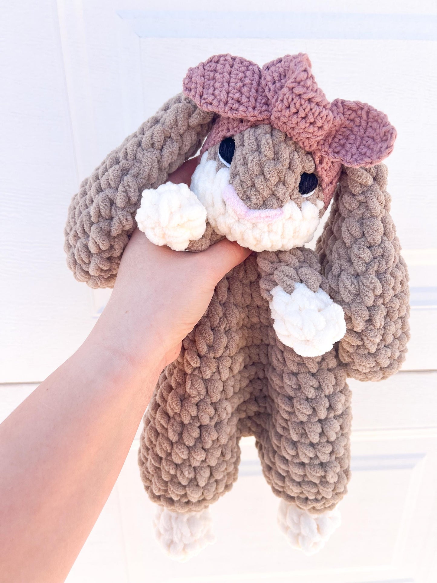 Handmade Crochet Bunny Lovey – Soft Baby Snuggler & Security Blanket – Easter or Baby Shower Gift