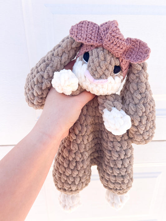 Handmade Crochet Bunny Lovey – Soft Baby Snuggler & Security Blanket – Easter or Baby Shower Gift