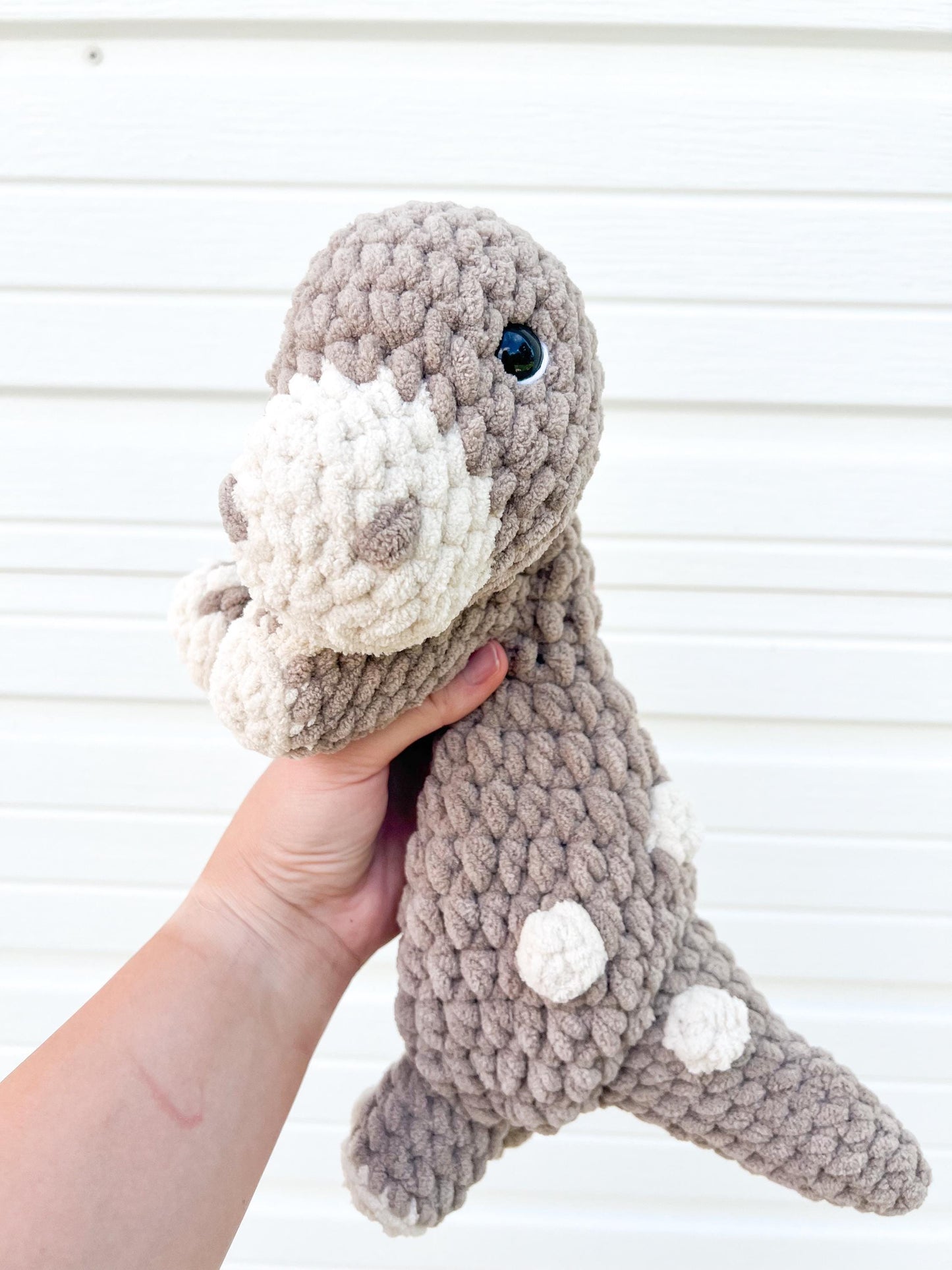 Dinosaur Lovey – Crochet Dino Snuggler – Soft Handmade Baby Gift