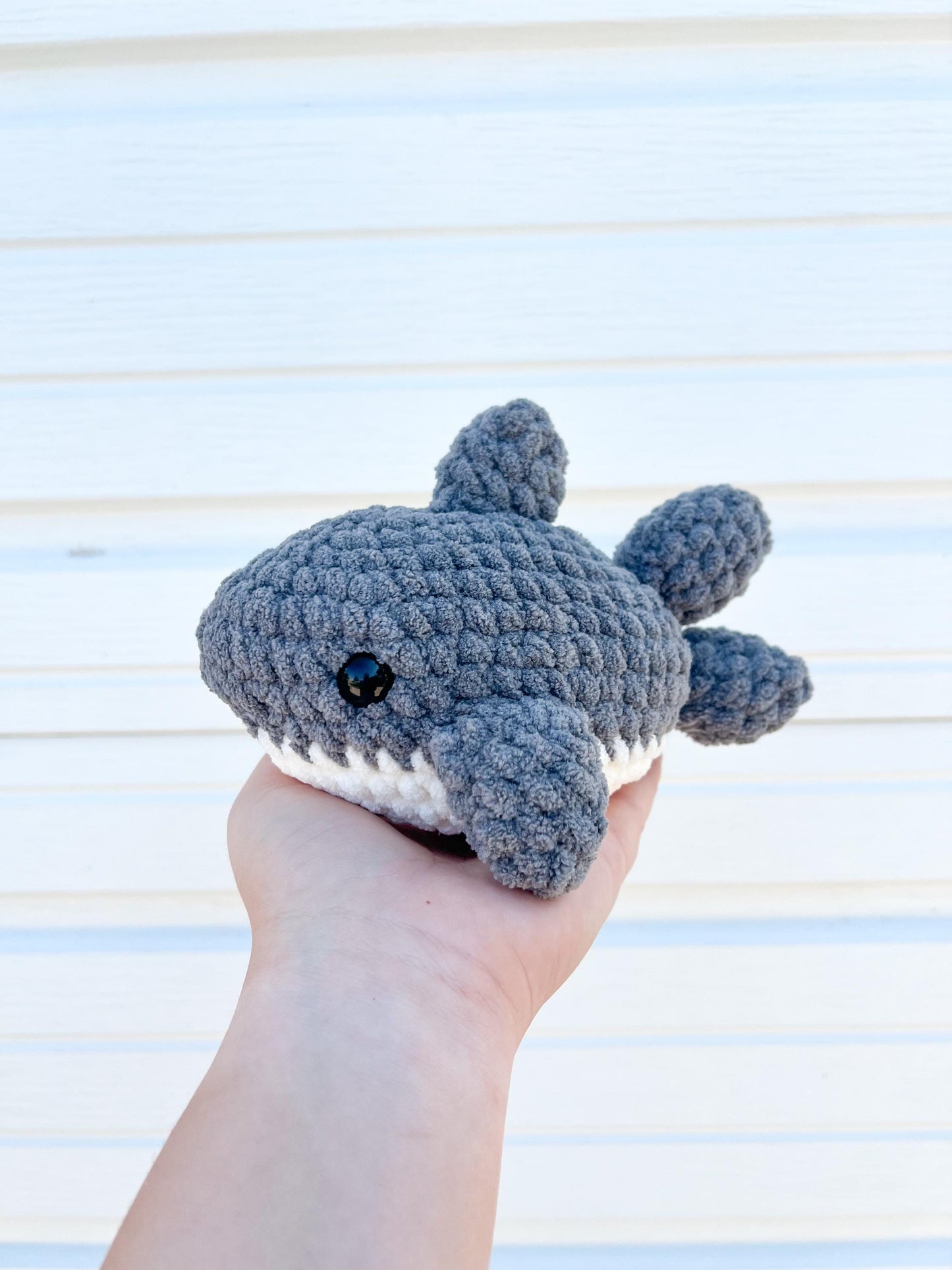 Shark Plushie – Handmade Crochet Stuffed Animal, Ocean Nursery Decor