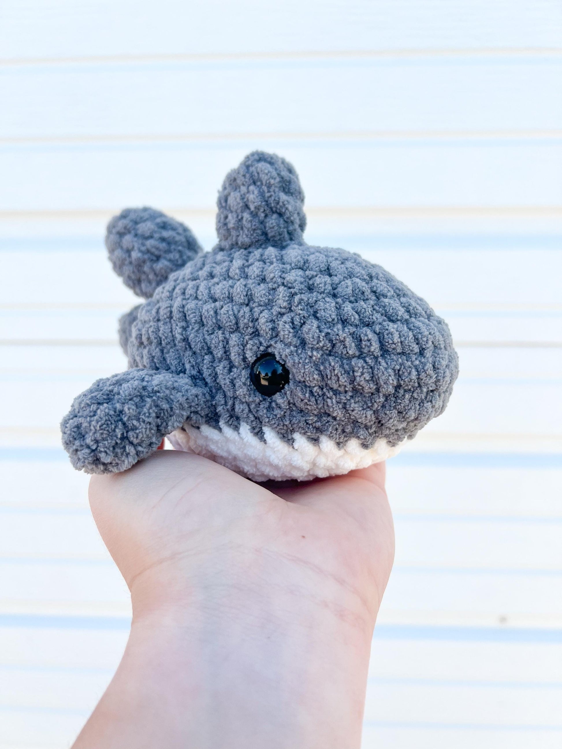 Shark Plushie – Handmade Crochet Stuffed Animal, Ocean Nursery Decor