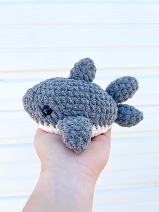 Shark Plushie – Handmade Crochet Stuffed Animal, Ocean Nursery Decor