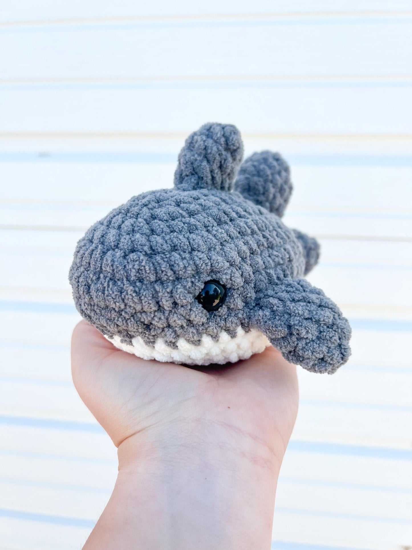 Shark Plushie – Handmade Crochet Stuffed Animal, Ocean Nursery Decor