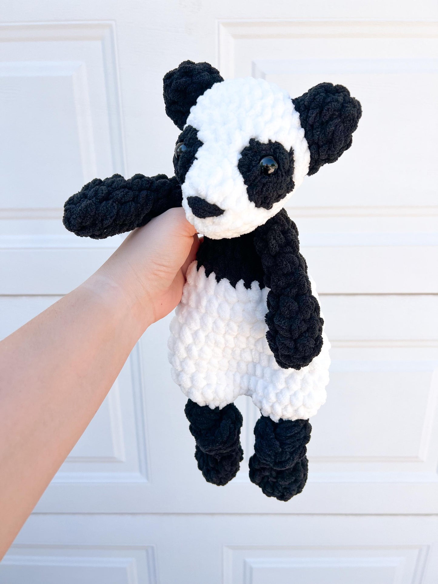 Panda Lovey – Handmade Crochet Snuggler Blanket – Soft Plush Panda Toy – Baby Shower Gift or Cuddly Nursery Decor