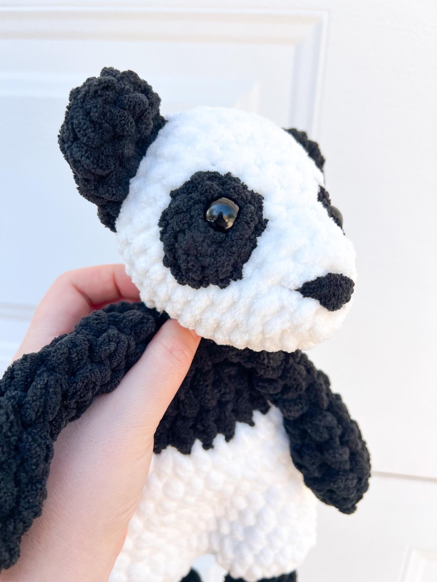 Panda Lovey – Handmade Crochet Snuggler Blanket – Soft Plush Panda Toy – Baby Shower Gift or Cuddly Nursery Decor