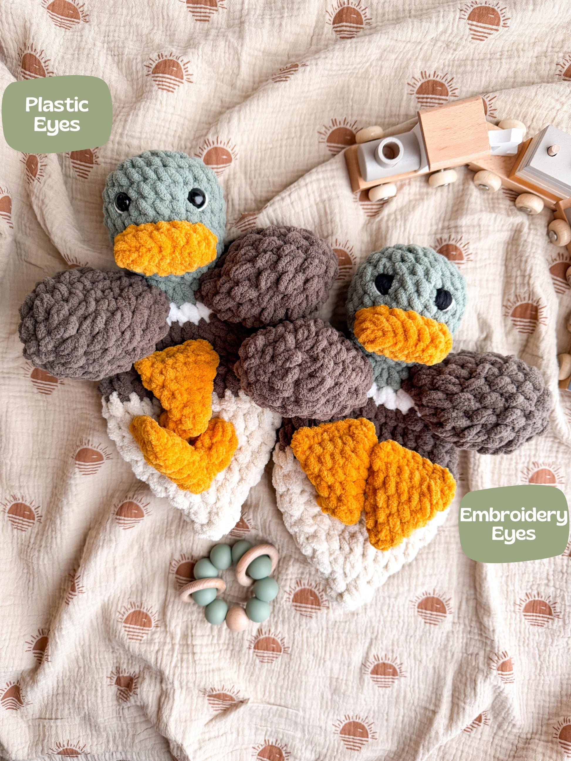 Handmade Mallard Duck Lovey – Crochet Baby Girl Snuggler & Soft Security Blanket – Baby Shower Gift
