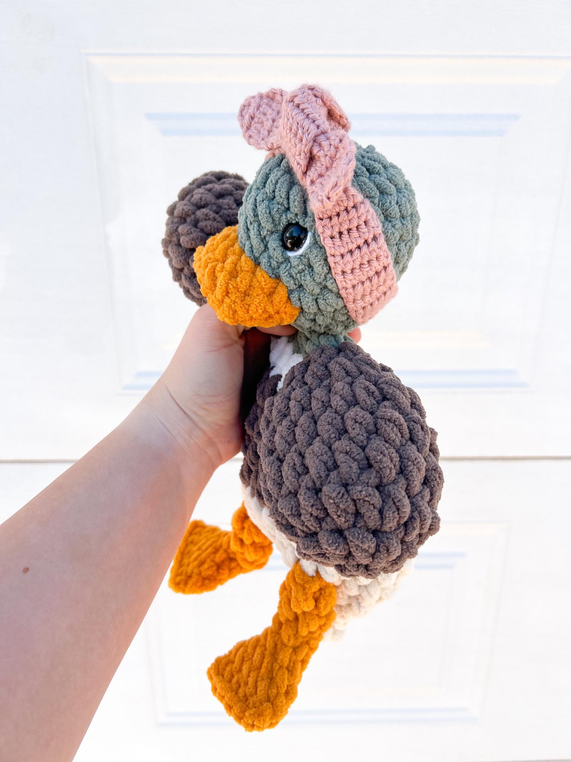 Handmade Mallard Duck Lovey – Crochet Baby Girl Snuggler & Soft Security Blanket – Baby Shower Gift