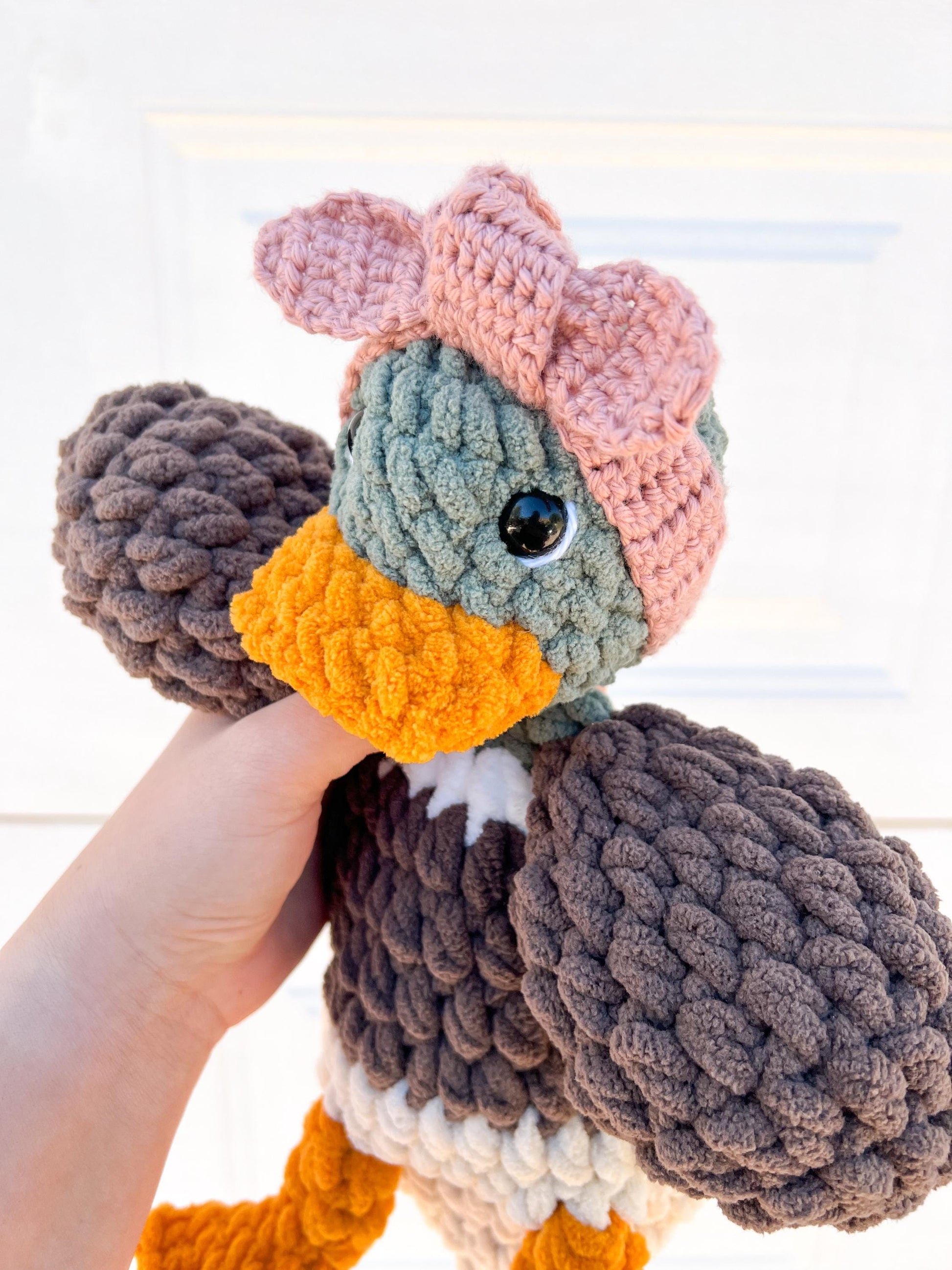 Handmade Mallard Duck Lovey – Crochet Baby Girl Snuggler & Soft Security Blanket – Baby Shower Gift