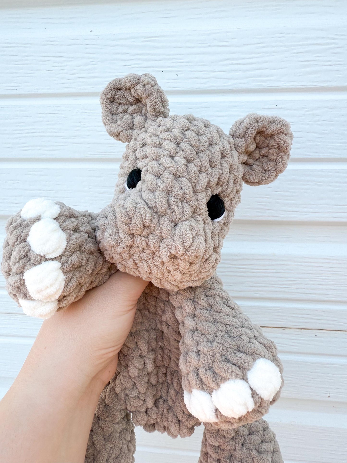 Hippo Lovey – Soft Crochet Baby Snuggler Security Blanket Gift
