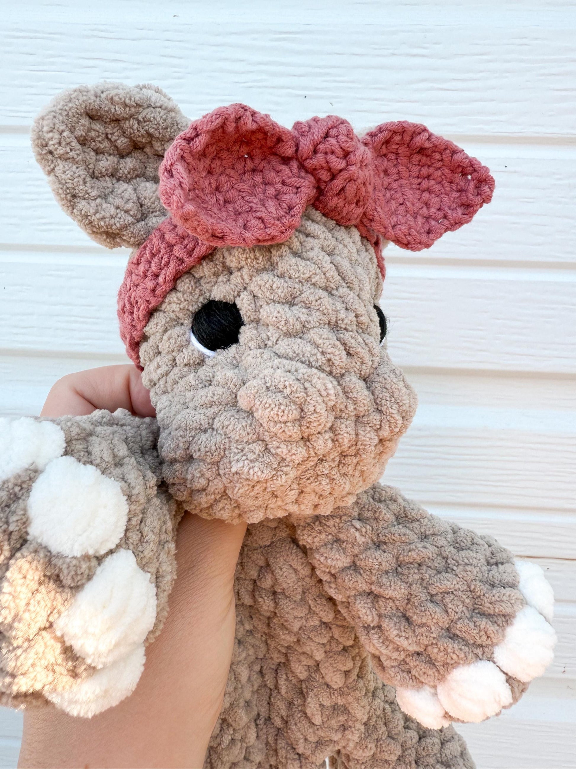 Hippo Lovey – Soft Crochet Baby Snuggler Security Blanket Gift