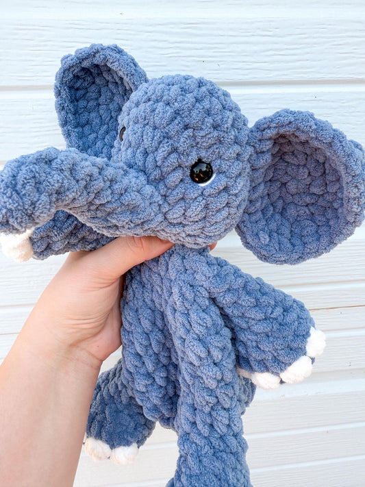 Elephant Lovey – Handmade Crochet Baby Snuggler Security Blanket Gift