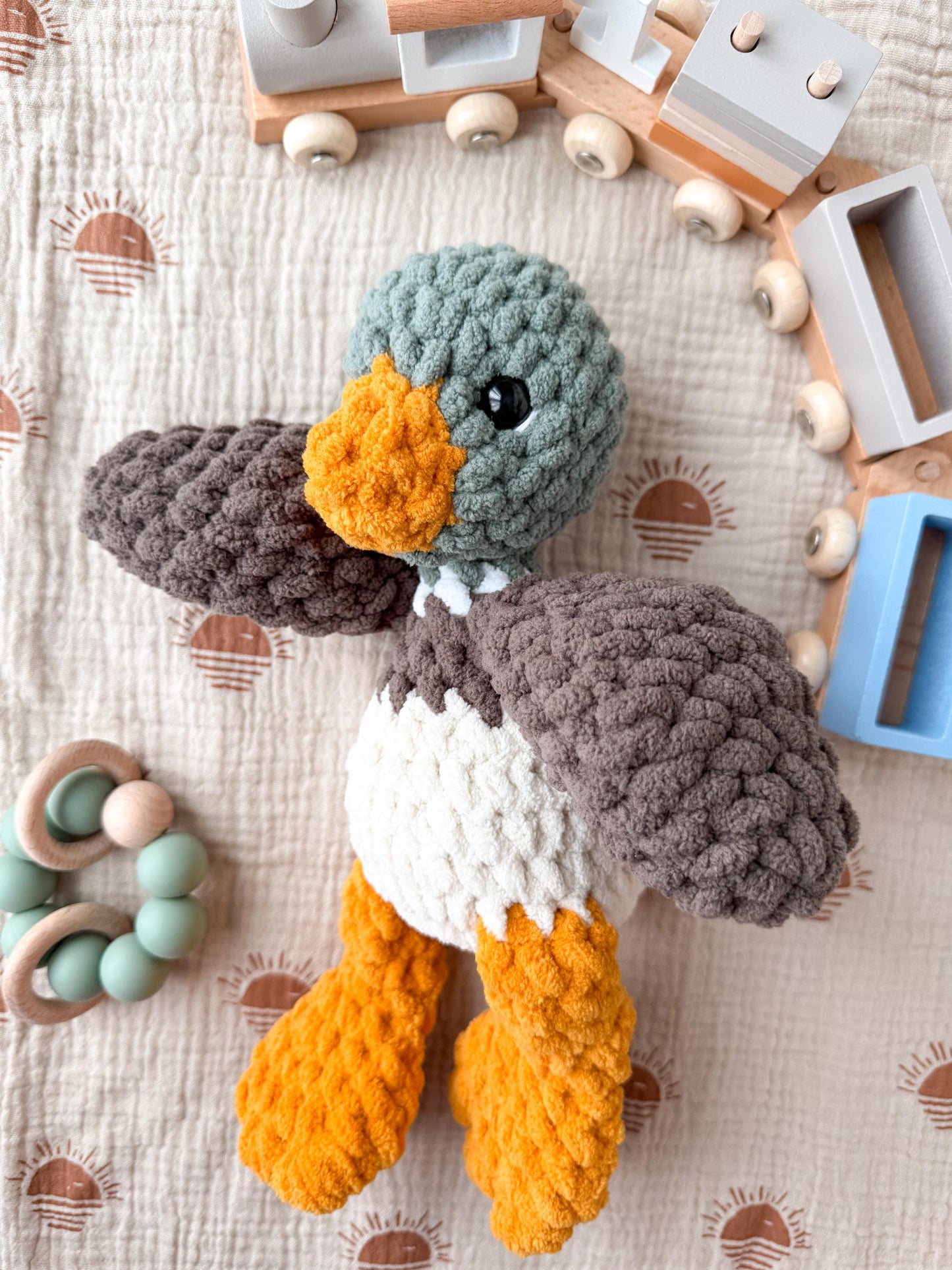 Mallard Duck Stuffed Animal – Handmade Crochet Baby Gift