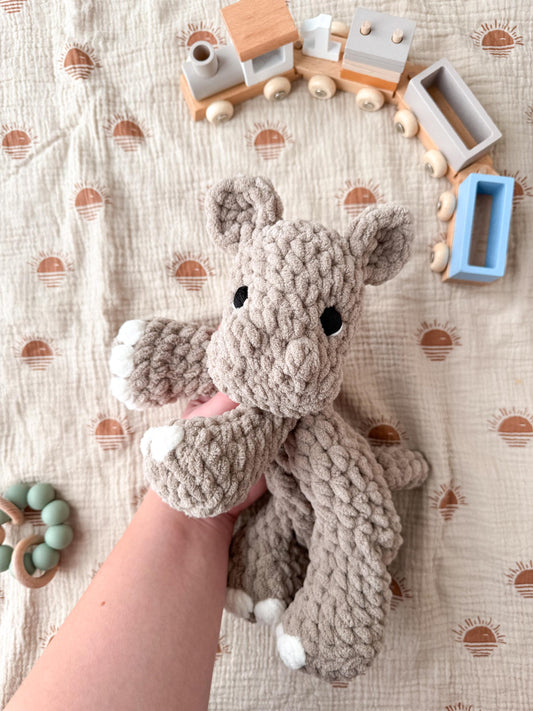 Hippo Lovey – Soft Crochet Baby Snuggler Security Blanket Gift