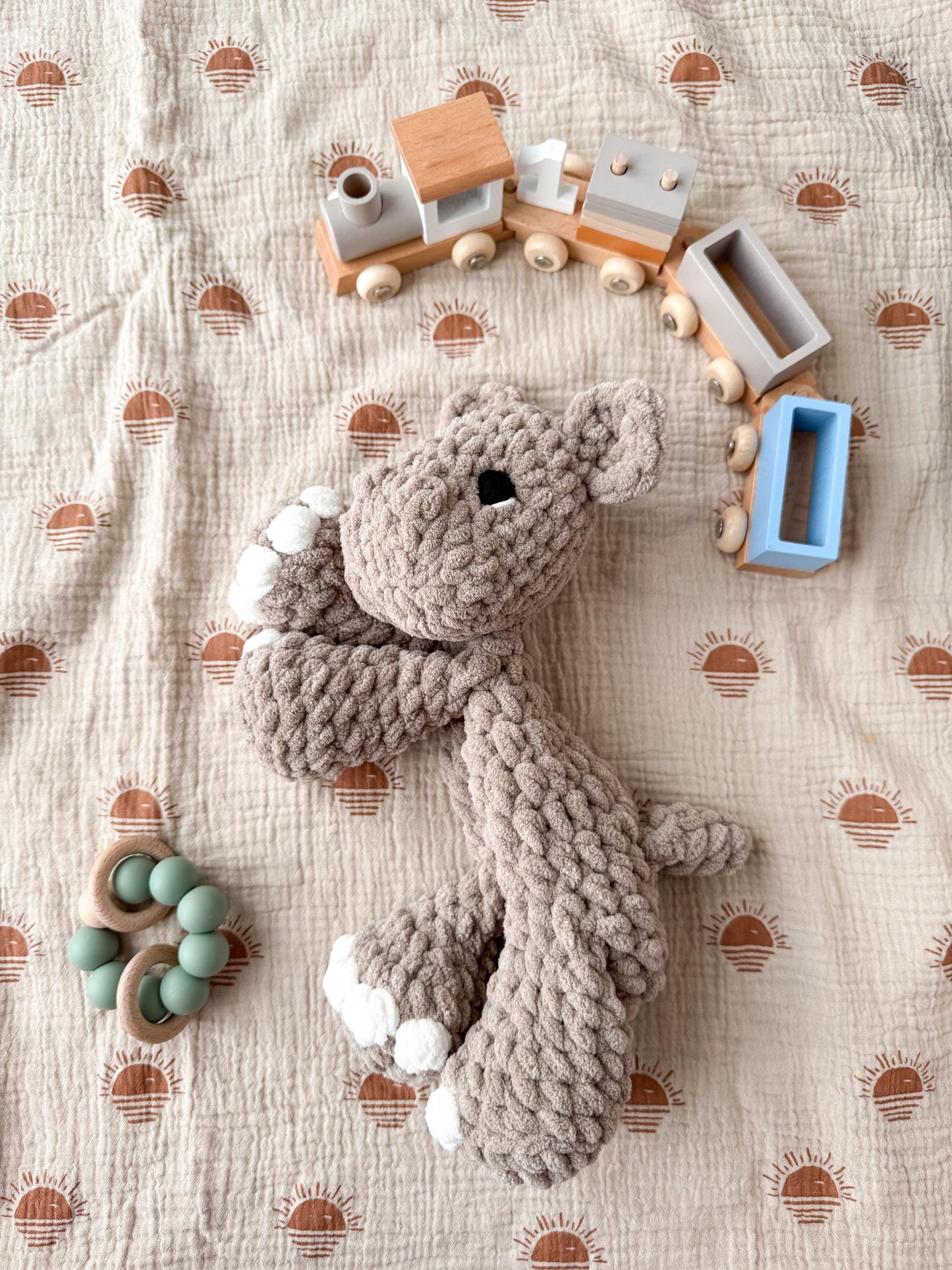 Hippo Lovey – Soft Crochet Baby Snuggler Security Blanket Gift