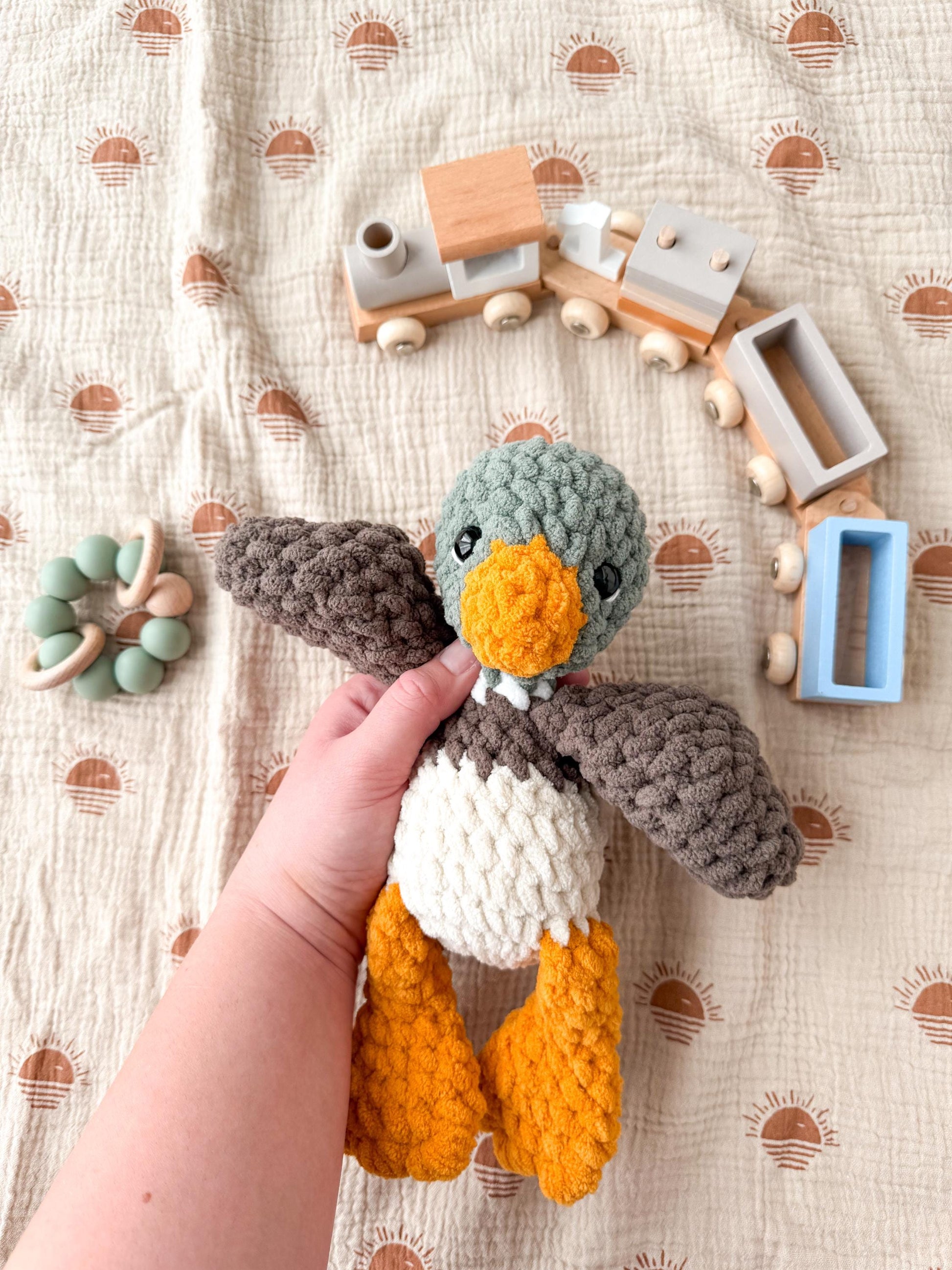 Mallard Duck Stuffed Animal – Handmade Crochet Baby Gift
