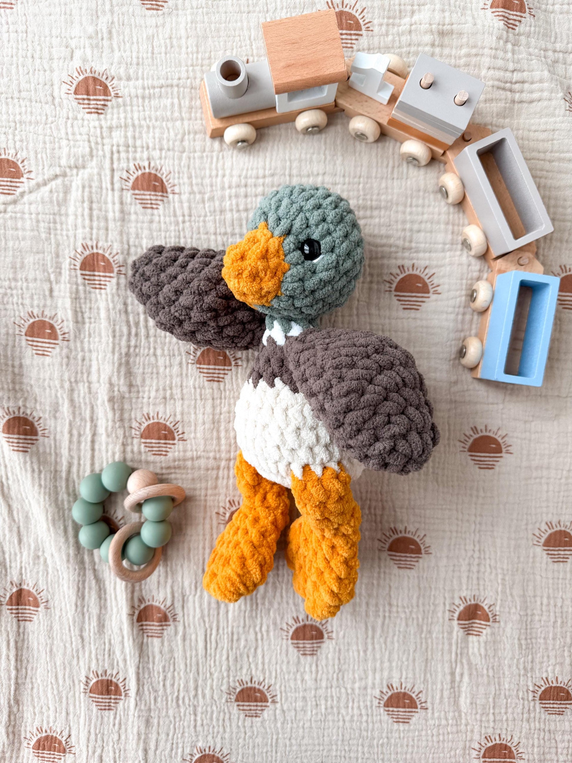 Mallard Duck Stuffed Animal – Handmade Crochet Baby Gift
