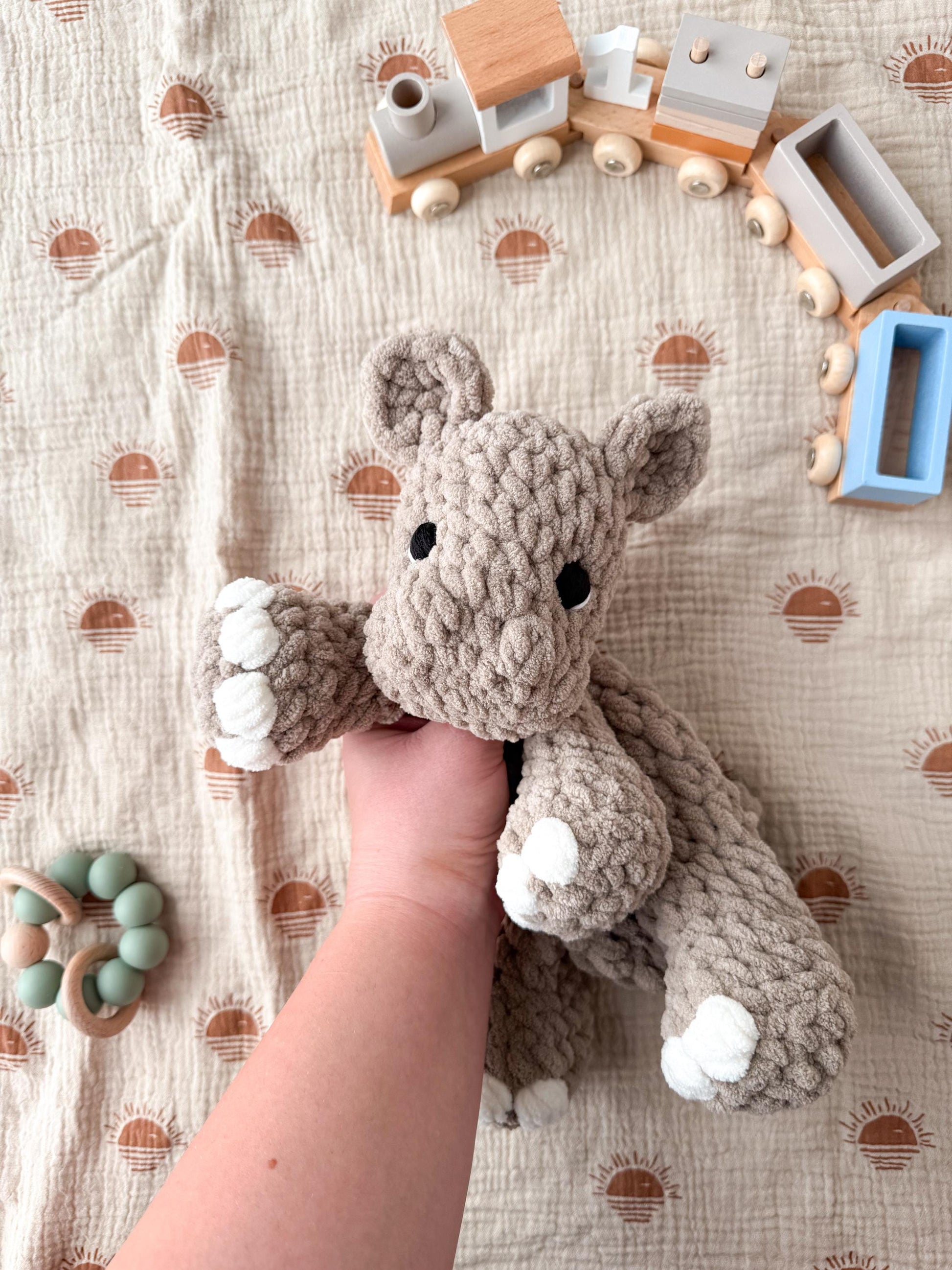 Hippo Lovey – Soft Crochet Baby Snuggler Security Blanket Gift