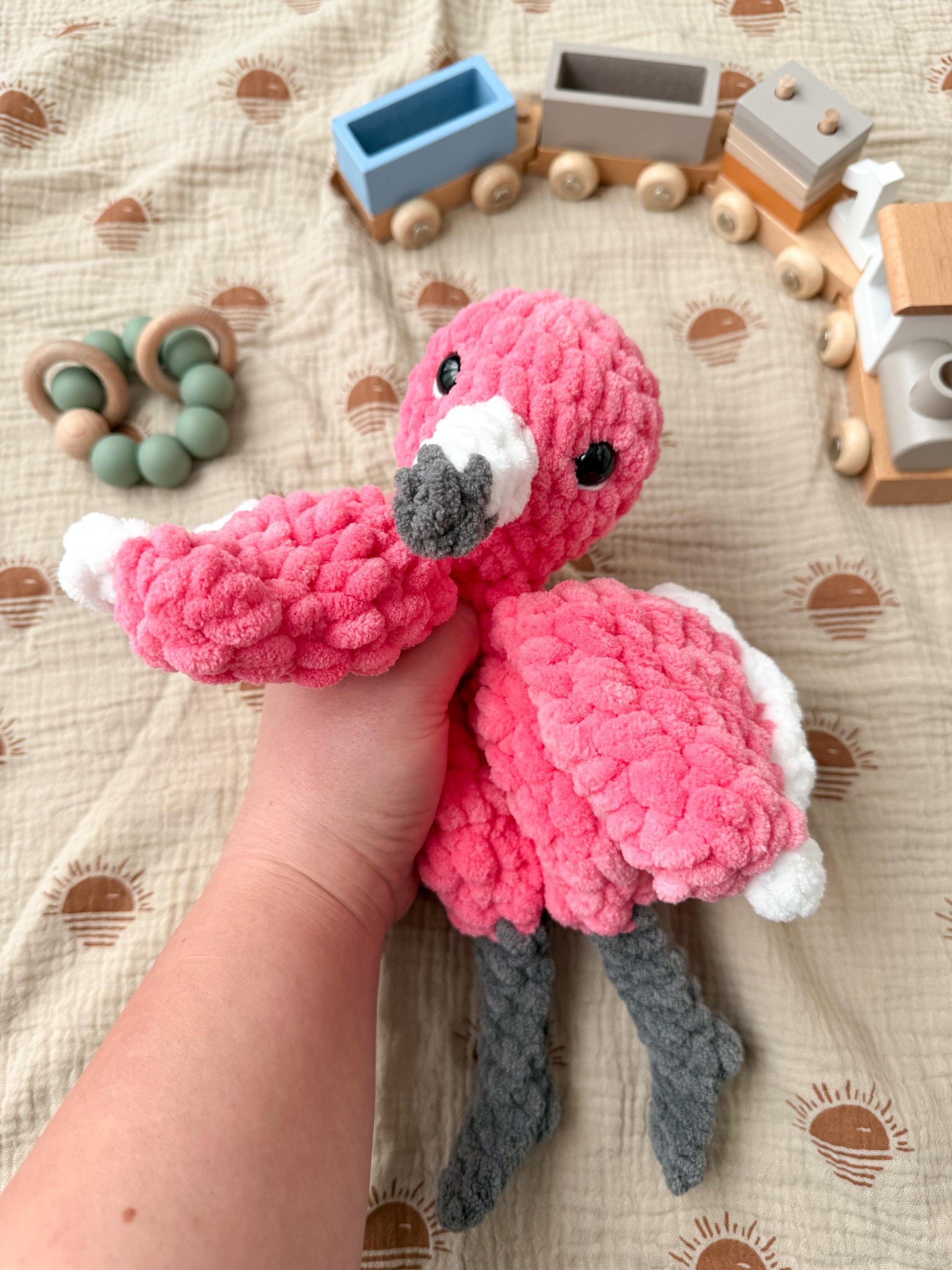 Flamingo Lovey – Handmade Crochet Baby Snuggler Security Blanket Gift